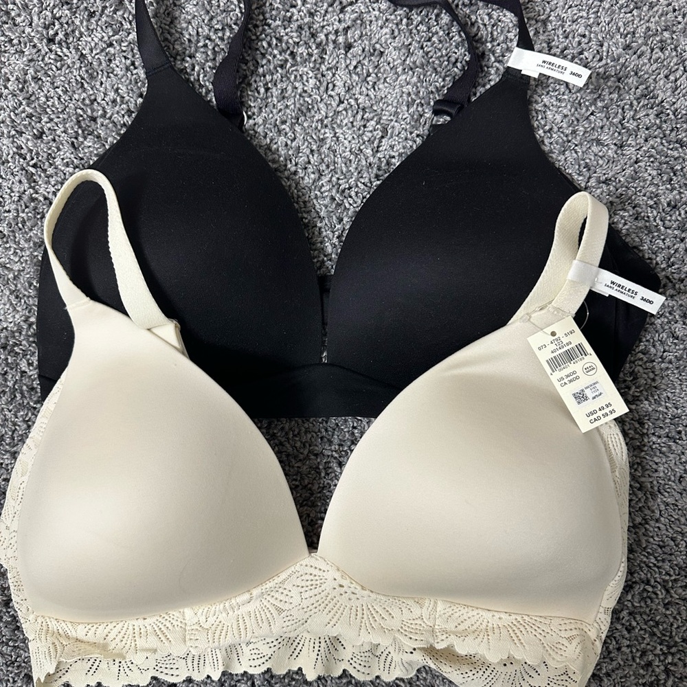 Aerie Black and Cream Lace Bras